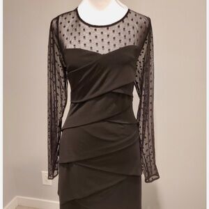 Elegant White House Black Market Black Sheer Sleeve Dress